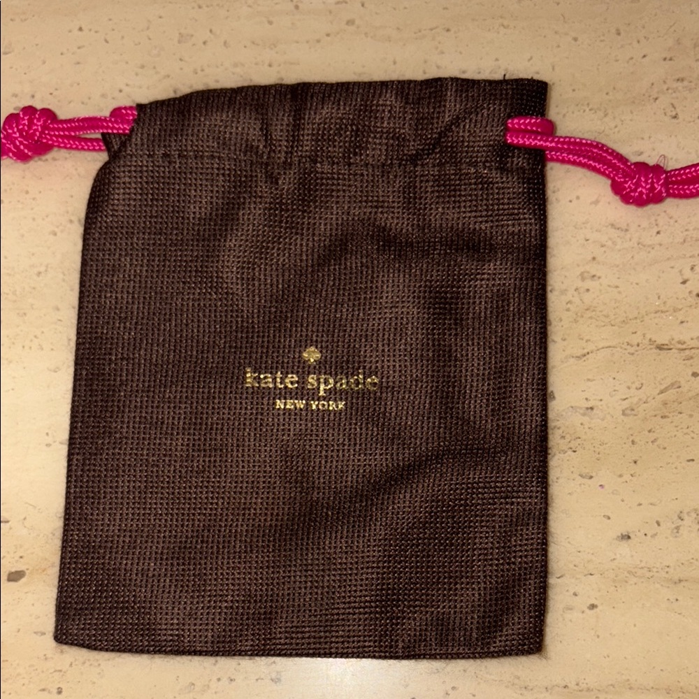 Kate Spade Chocolate Pouch with Pink Drawstrings